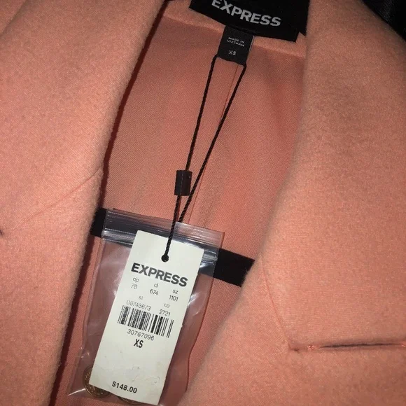 NWT Express Flannel Knit Oversized Coral Almond Blazer Size XS - Picture 9 of 10